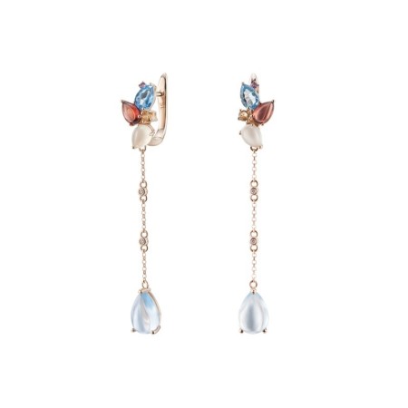 14KR Earrings Garnet,Blue Topaz (Swiss Blue),Prehnite,Citrine,Amethyst,Diamond,Blue Topaz (Sky Blue) (E303405MUL14KR)