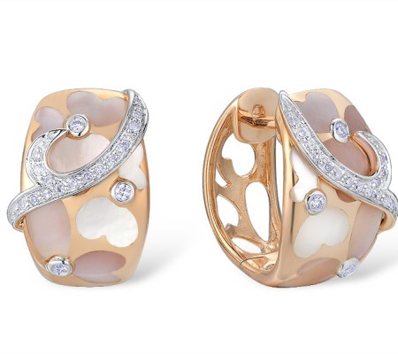 14KRW Earrings Diamond,Pink Shell,White Shell (E303463PWM14KRW)