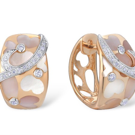 14KRW Earrings Diamond,Pink Shell,White Shell (E303463PWM14KRW)