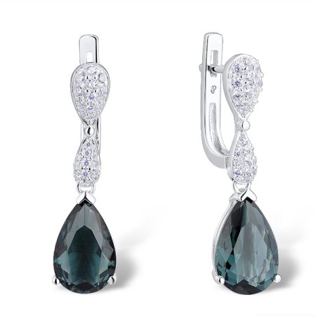 Sterling Silver Earrings White Cubic Zirconia,Blue Glass (E303468BLGZ1SL925)