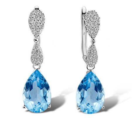 Sterling Silver Earrings White Cubic Zirconia,Blue Glass (E303468BLGZSL925)