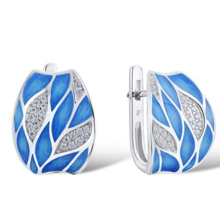 Sterling Silver Earrings Enamel,White Cubic Zirconia (E303522ENA1SL925)