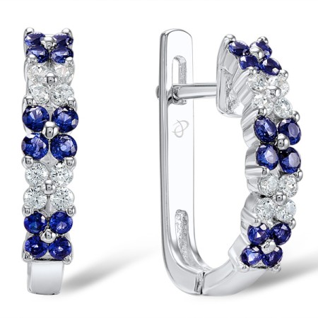 Sterling Silver Earrings Blue Nano Cubic Zirconia,White Cubic Zirconia (E303544BZZSL925)