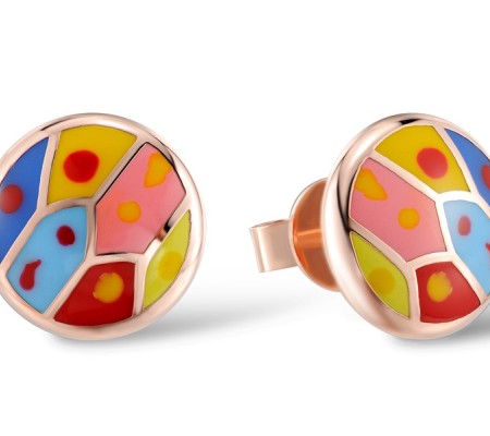 Sterling Silver w/ Rose Plating Earrings Enamel (E303598ENA2SR925)