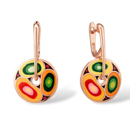 Sterling Silver w/ Rose Plating Earrings Enamel (E303611ENA5SR925)