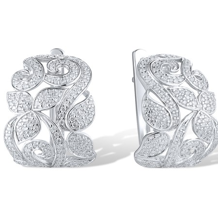 Sterling Silver Earrings White Cubic Zirconia Earrings(E303681SWCZSL925)
