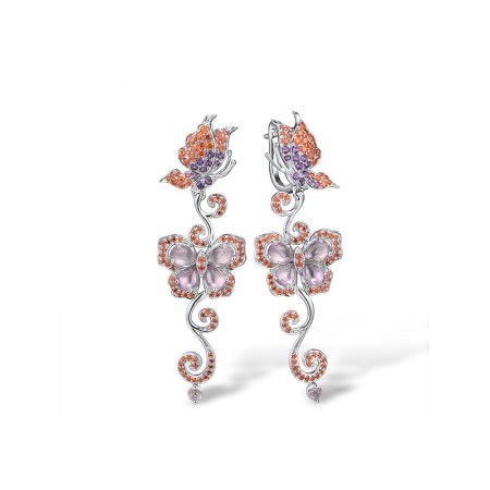 Sterling Silver Earrings Amethyst,Orange Zircon (E303691ADZSL925)