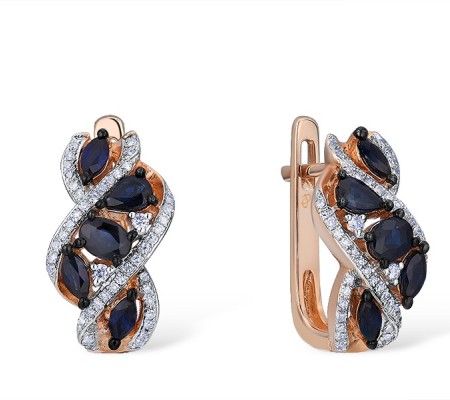 14KRWB Earrings Diamond,Blue Sapphire (E303735SAP14KRWB)