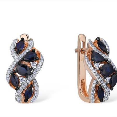 14KRWB Earrings Diamond,Blue Sapphire (E303735SAP14KRWB)