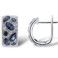 Sterling Silver Earrings Blue Glass,Blue Nano Cubic Zirconia,White Cubic Zirconia (E303778CRSZSL925)