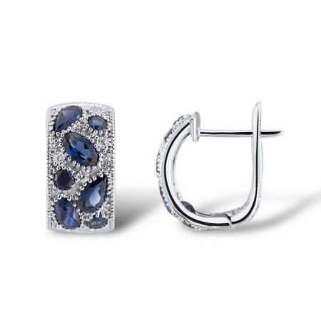 Sterling Silver Earrings Blue Glass,Blue Nano Cubic Zirconia,White Cubic Zirconia (E303778CRSZSL925)