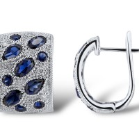 Sterling Silver Earrings Blue Glass,Blue Nano Cubic Zirconia,White Cubic Zirconia (E303779CRSZSL925)