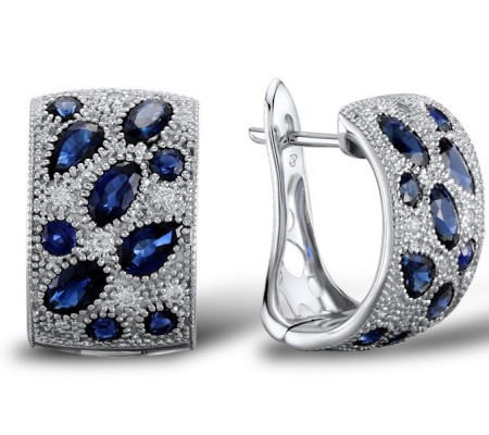14KW Earrings Diamond,Blue Sapphire (E303779SAP14KW)