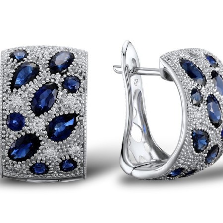 14KW Earrings Diamond,Blue Sapphire (E303779SAP14KW)