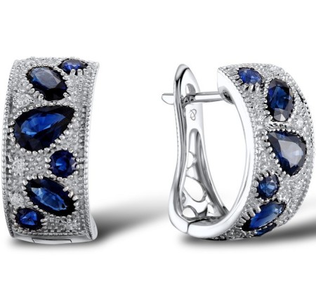 14KW Earrings Blue Sapphire,Diamond (E303782SAP14KW)