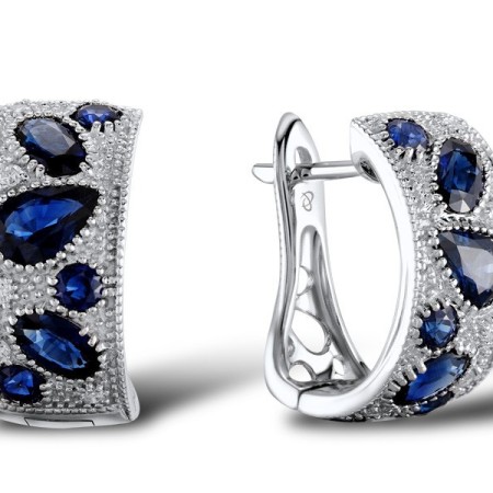 14KW Earrings Blue Sapphire,Diamond (E303782SAP14KW)
