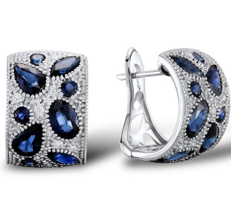 14KW Earrings Blue Sapphire,Diamond (E303783SAP14KW)