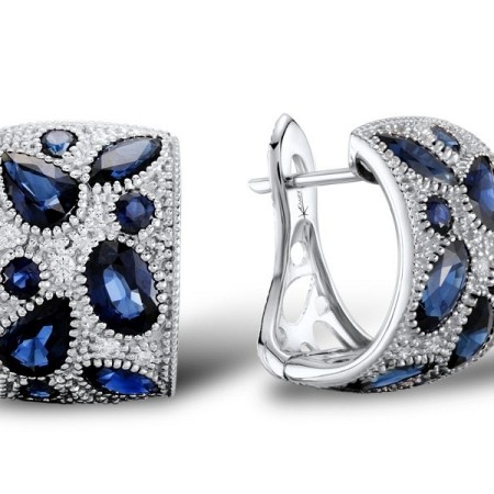 14KW Earrings Blue Sapphire,Diamond (E303783SAP14KW)