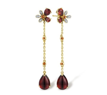 14KYW Earrings Citrine,Diamond,Garnet (E303876GCI14KYW)