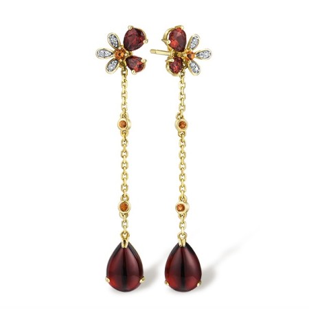 14KYW Earrings Citrine,Diamond,Garnet (E303876GCI14KYW)