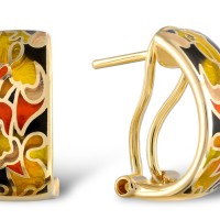 Sterling Silver w/ Yellow Plating Earrings Enamel (E303888ENM1SY925)