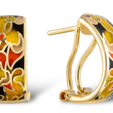 Sterling Silver w/ Yellow Plating Earrings Enamel (E303888ENM1SY925)