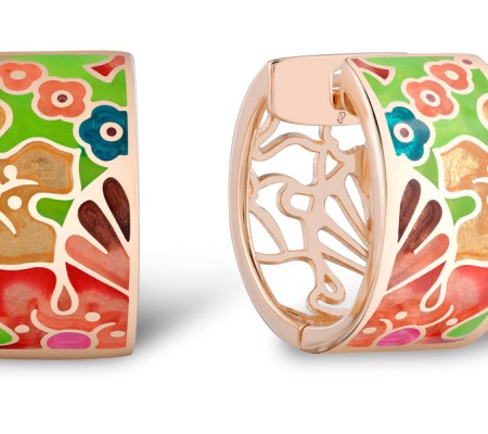 Sterling Silver w/ Rose Plating Earrings Enamel (E303894ENM2SR925)