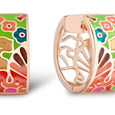 Sterling Silver w/ Rose Plating Earrings Enamel (E303894ENM2SR925)