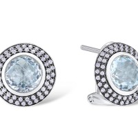 Sterling Silver Earrings Blue Topaz (Sky Blue),White Cubic Zirconia (E303912BKZSL925)