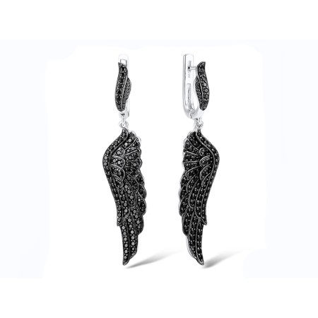 Sterling Silver w/ Black White Plating Earrings Black spinel (E303956BSNSK925)