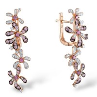 14KRWB Earrings Diamond,Pink Sapphire (E303992PIS14KRWB)