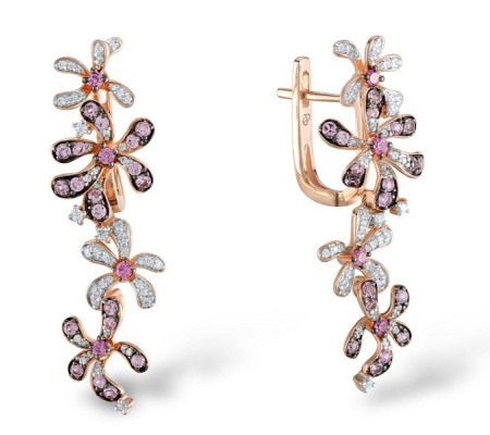 14KRWB Earrings Diamond,Pink Sapphire (E303992PIS14KRWB)