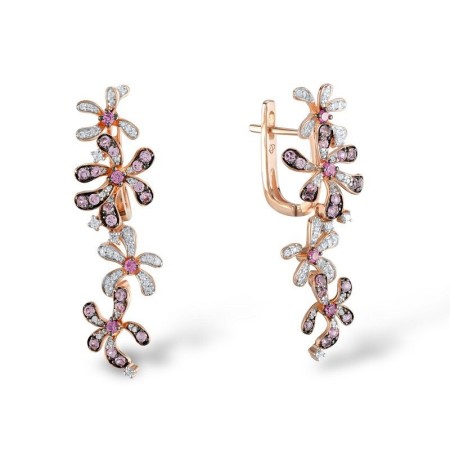 14KRWB Earrings Diamond,Pink Sapphire (E303992PIS14KRWB)