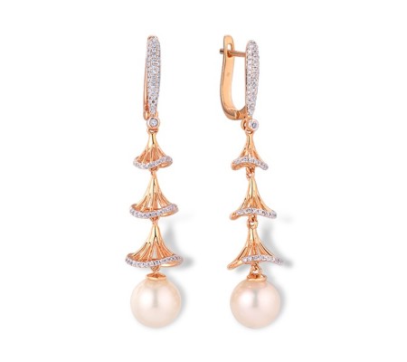 14KRW Earrings Diamond,Fresh Water White Pearl (E304005FWP14KRW)