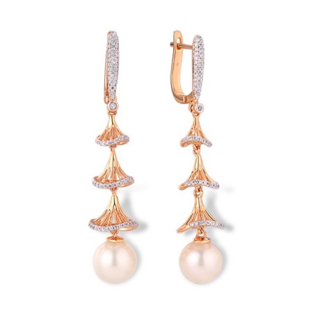 14KRW Earrings Diamond,Fresh Water White Pearl (E304005FWP14KRW)
