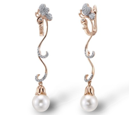 14KRW Earrings Diamond,Fresh Water White Pearl (E304012FWP14KRW)