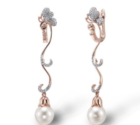 Sterling Silver Earrings Fresh Water White Pearl,White Cubic Zirconia (E304012FWZSL925)