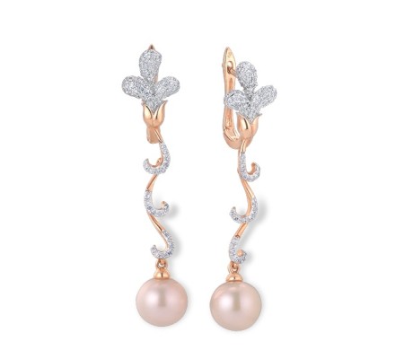 14KRW Earrings Diamond,Fresh Water White Pearl (E304013FWP14KRW)