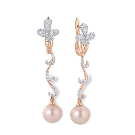 14KRW Earrings Diamond,Fresh Water White Pearl (E304013FWP14KRW)