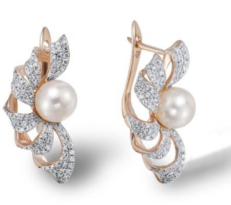 14KRW Earrings Fresh Water White Pearl,Diamond (E304015FWP14KRW)