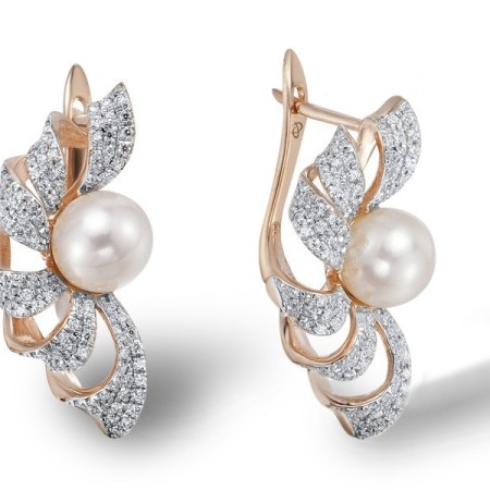 14KRW Earrings Fresh Water White Pearl,Diamond (E304015FWP14KRW)