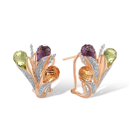 14KRW Earrings Citrine,Diamond,Peridot,Amethyst (E304033ACP14KRW)