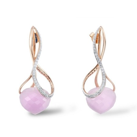 Sterling Silver Earrings Pink Glass,White Cubic Zirconia (E304056PIGZSL925)