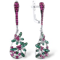 14KWB Earrings Diamond,Emerald,Pink Sapphire (E304081EPS14KWB)