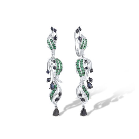 14KWB Earrings Diamond,Emerald,Blue Sapphire (E304085EMS14KWB)