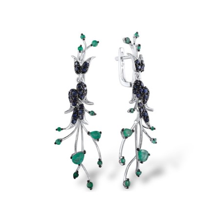 14KWB Earrings Blue Sapphire,Diamond,Emerald (E304086EMS14KWB)