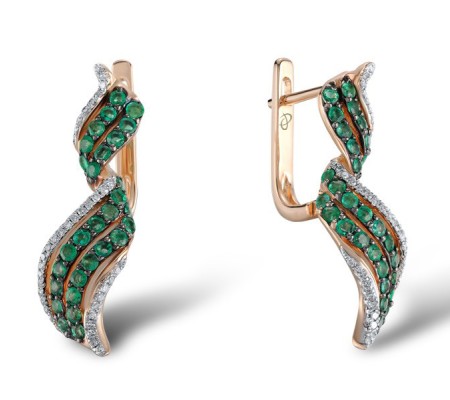 14KRWB Earrings Diamond,Emerald (E304093EMR14KRWB)