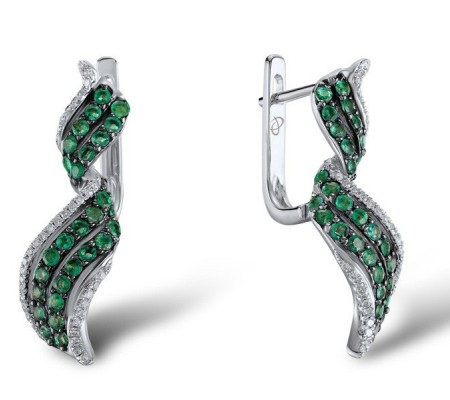 14KWB Earrings Diamond,Emerald (E304093EMR14KWB)