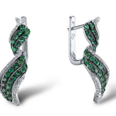 14KWB Earrings Diamond,Emerald (E304093EMR14KWB)