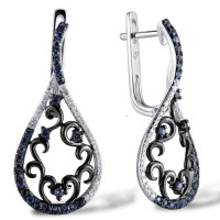 14KWB Earrings Blue Sapphire,Diamond (E304095SAP14KWB)
